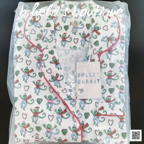 Roller Rabbit Merry Monkey Polo Pajamas in White XS & S Dreamland Day 1 New NWT - Picture 16 of 17